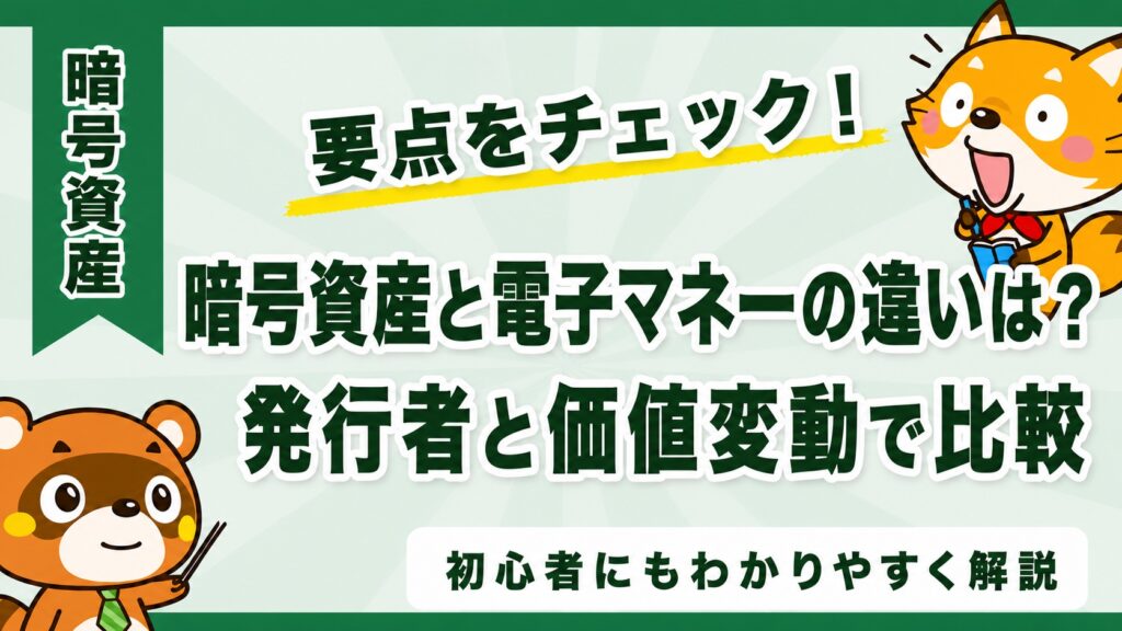 暗号資産と電子マネーの違いは？発行者と価値変動で比較