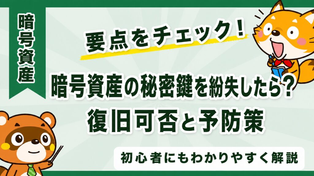 暗号資産の秘密鍵を紛失したら？復旧可否と予防策