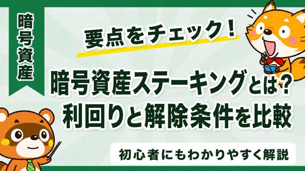 暗号資産ステーキングとは？利回りと解除条件を比較