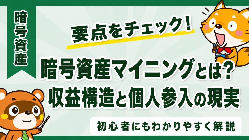 暗号資産マイニングとは？収益構造と個人参入の現実