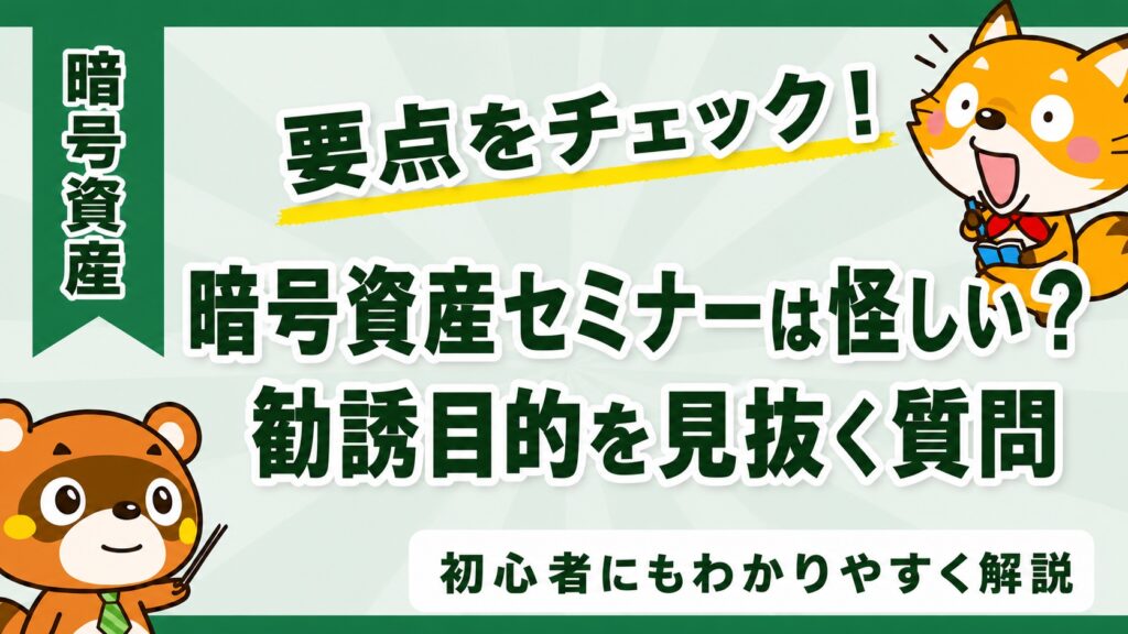 暗号資産セミナーは怪しい？勧誘目的を見抜く質問