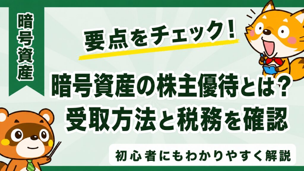 暗号資産の株主優待とは？受取方法と税務を確認