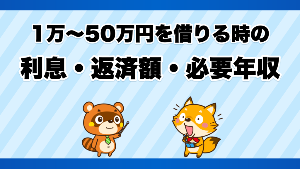 1万〜50万円を借りる時の利息・返済額・必要年収