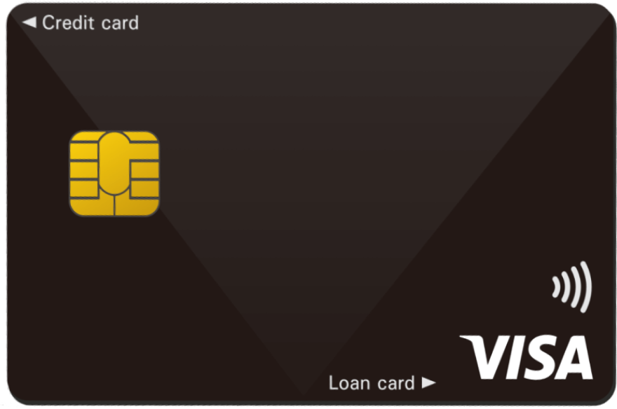 モビットVISA-Wの黒い券面。Credit cardとLoan cardの表示