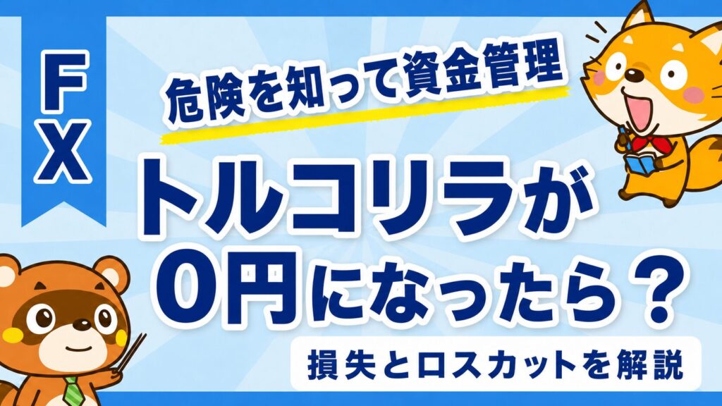 元の狐とたぬきのイラストを使ったトルコリラの損失とロスカット解説画像