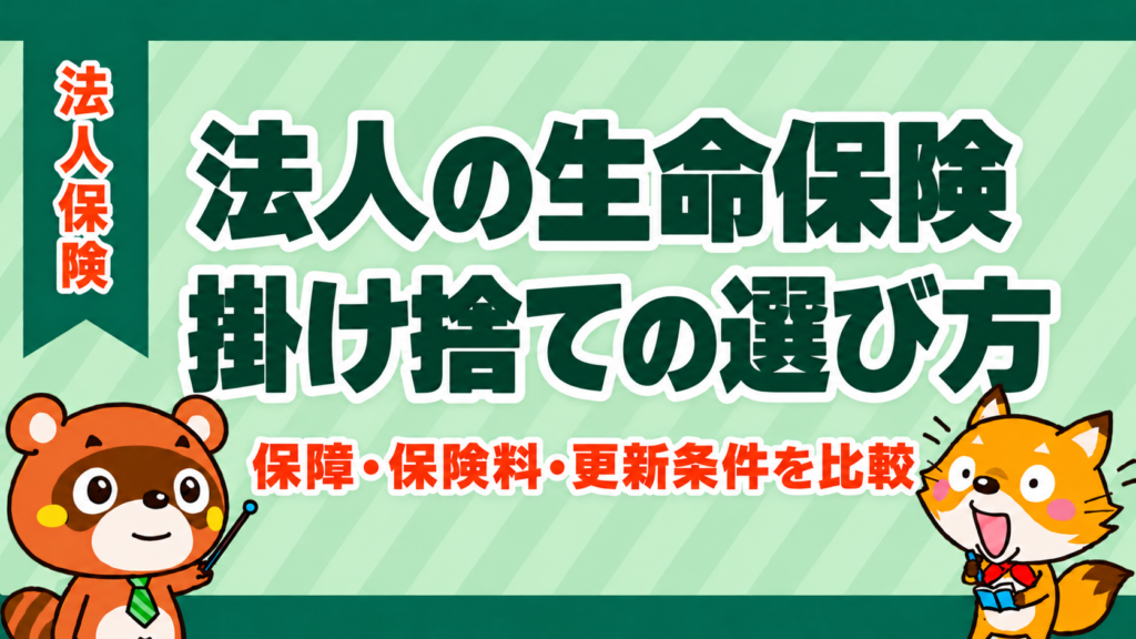 法人の生命保険、掛け捨ての選び方。保障・保険料・更新条件を比較