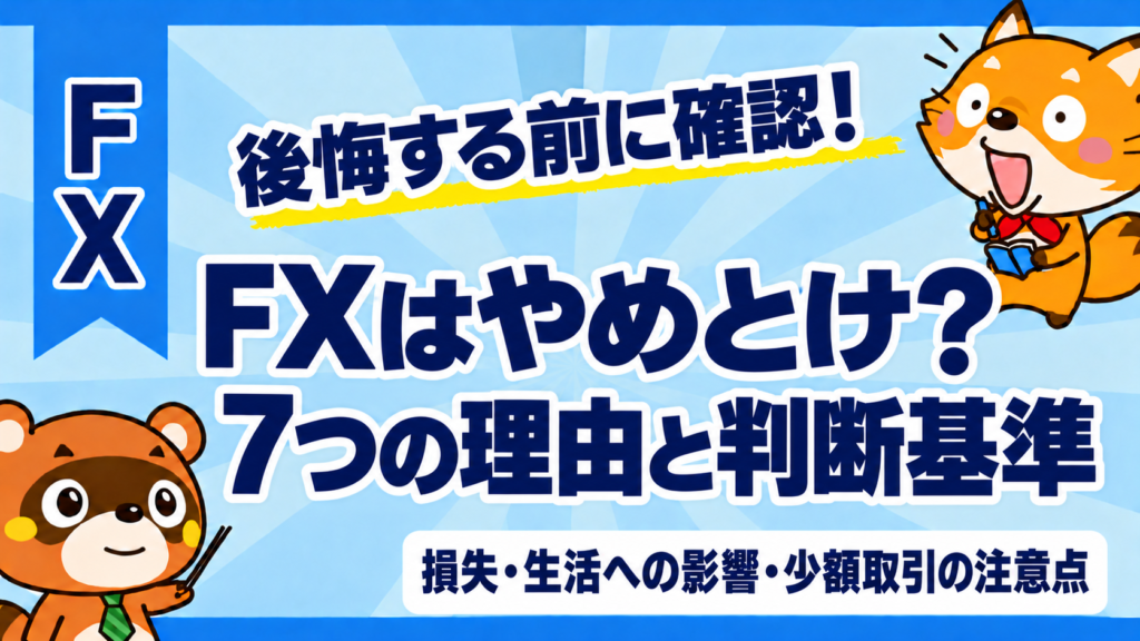 FXはやめとけ？7つの理由と判断基準。損失・生活への影響・少額取引の注意点