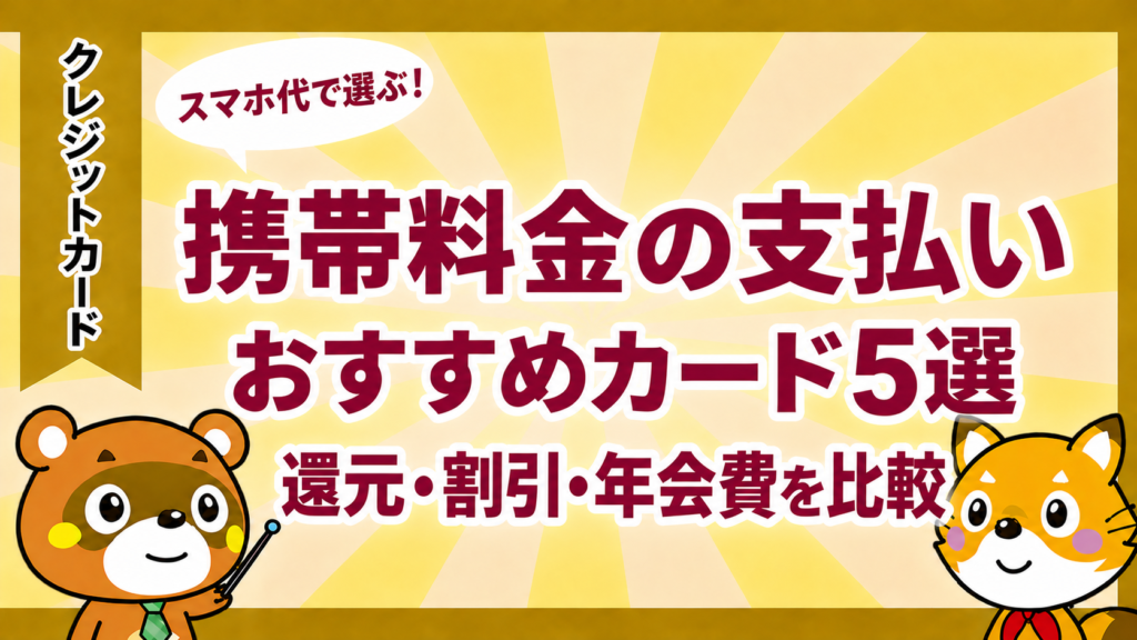 携帯料金の支払いにおすすめのクレジットカード5選。還元・割引・年会費を比較