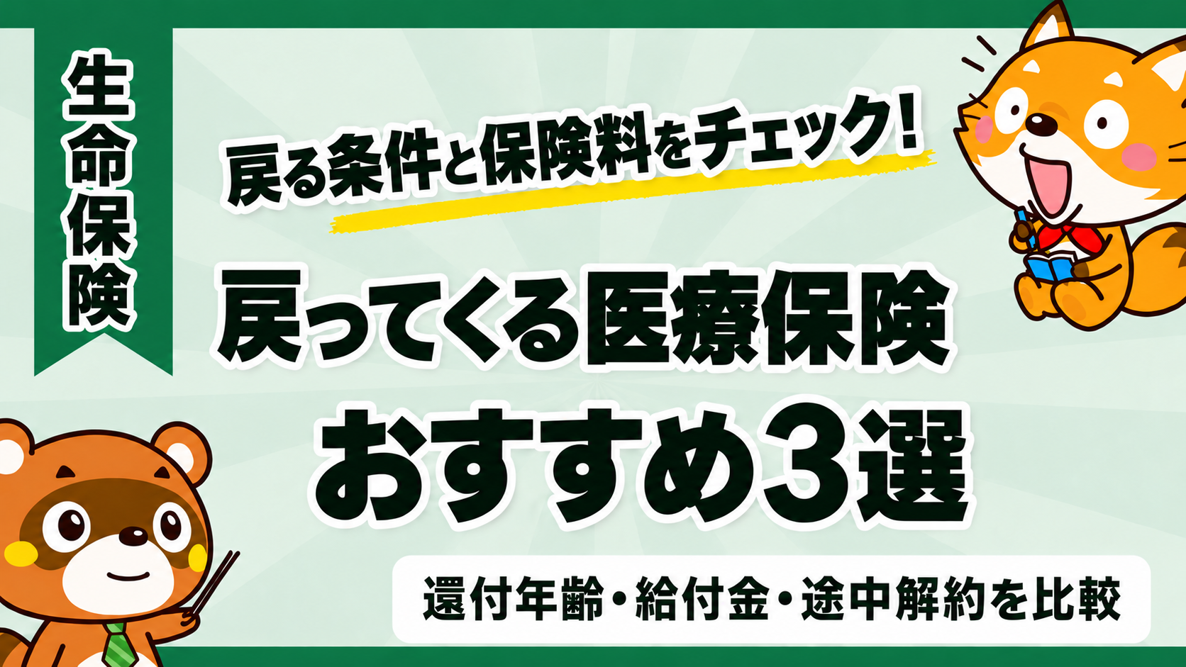 戻ってくる医療保険おすすめ3選。還付年齢・給付金・途中解約を比較
